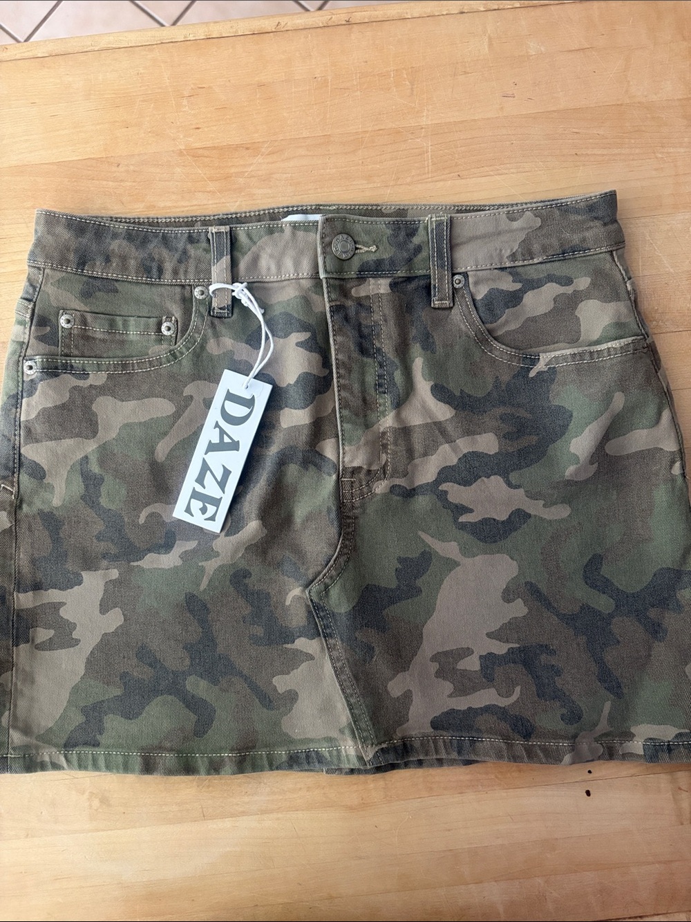 DAZE Camo Utility Skirt - Green/Brown